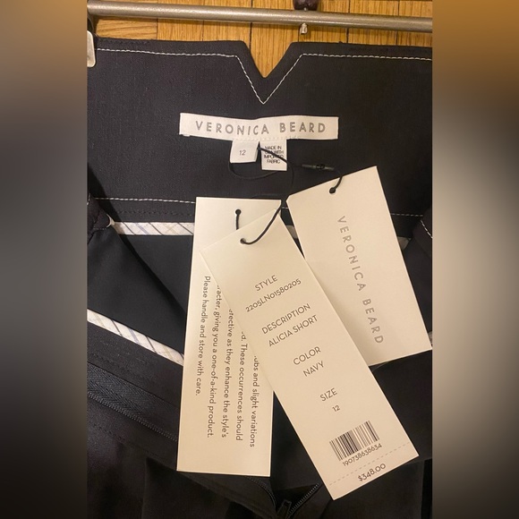 VERONICA BEARD Alicia high-rise shorts, Dark Navy size 12 - Picture 6 of 10